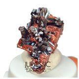 S298 - Top Rare Unusual Gohetite Partial Geode with Astonishing Prismatic Columnar Pyrolusite Crystals