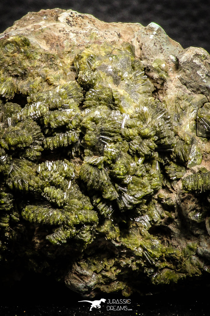 07917 - Slender Grass Green Epidote Crystals on Matrix Imilchil Mine Morocco