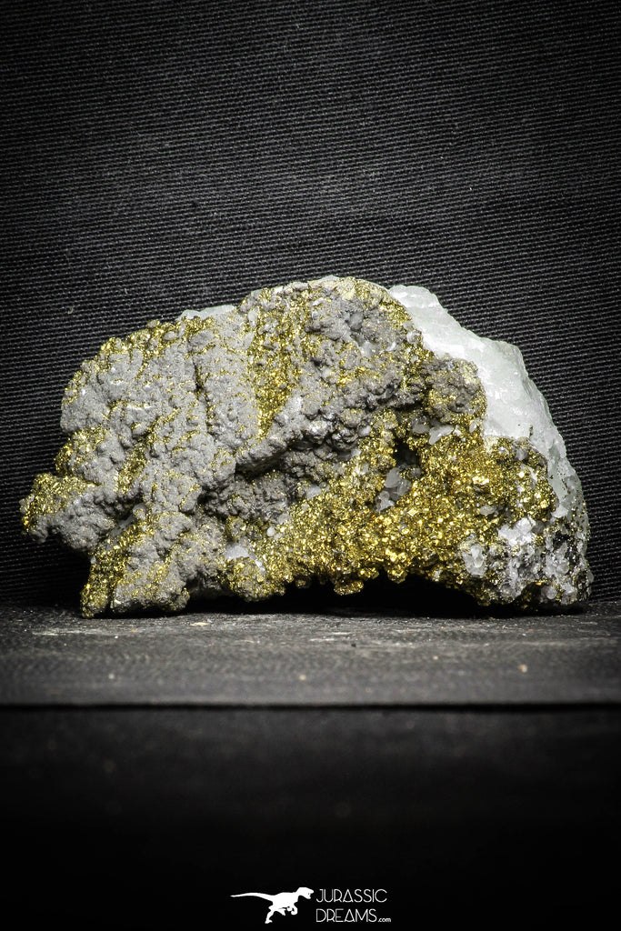 22097 - Beautiful 3.23 Inch Pyrite Crystals on Calcite from El Hammam Mine - Morocco