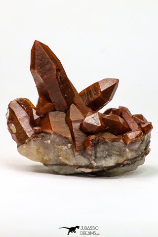 09111 - Top Beautiful 3.83 Inch Natural Red Iron-Oxide Coated Quartz Crystals Cluster