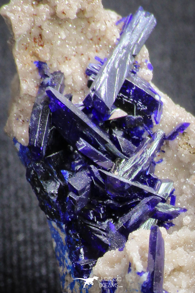 20093 - Beautiful Deep Blue Azurite Crystals on Carbonate Matrix - Kerrouchen (Morocco)