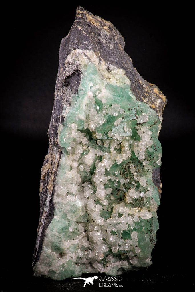 21676 - Top Rare Green Fluorite Crystals + Quartz on Matrix Hameda Fluorite Mine South Morocco