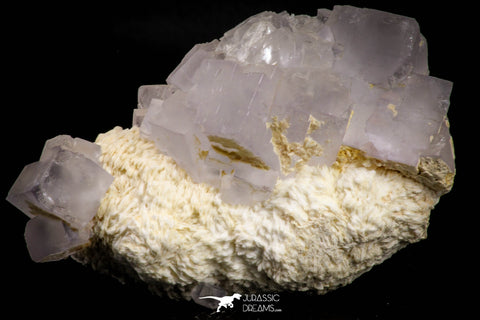 21679 - Finest Quality Fluorite Cubes On White Blanded Barite Morocco