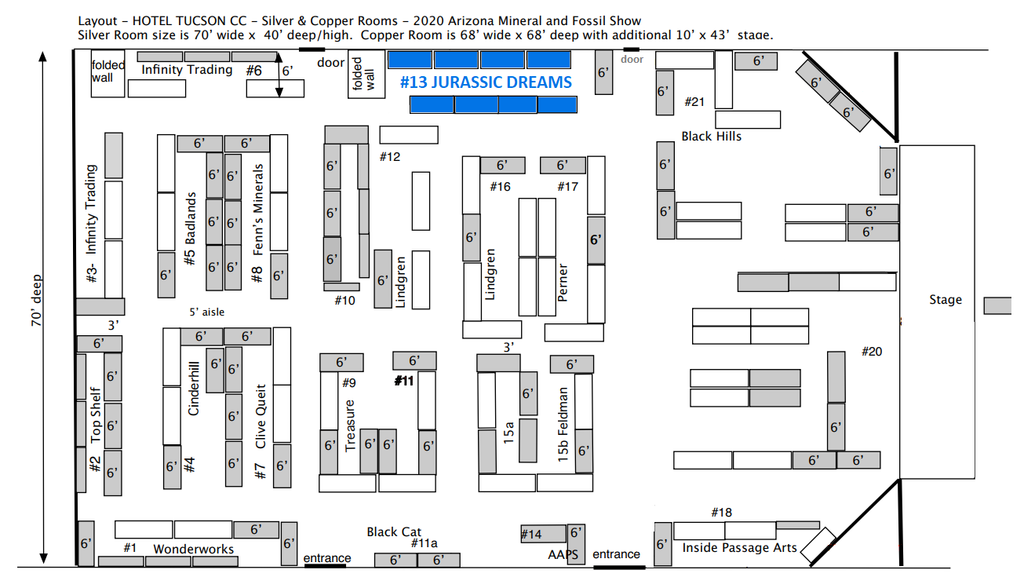 JURASSIC DREAMS will be present at the Tucson Arizona Mineral & Fossil Show Jan-Feb 2020