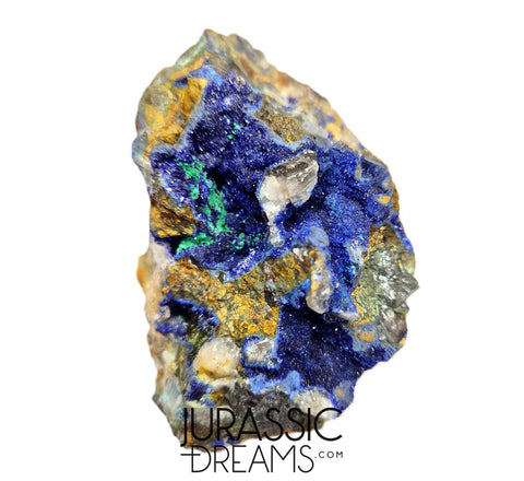 S208 - Top Quality Azurite Crystals + Malachite + Sulfides (Pyrite & Chalcopyrite) +Galena in Quartz Matrix