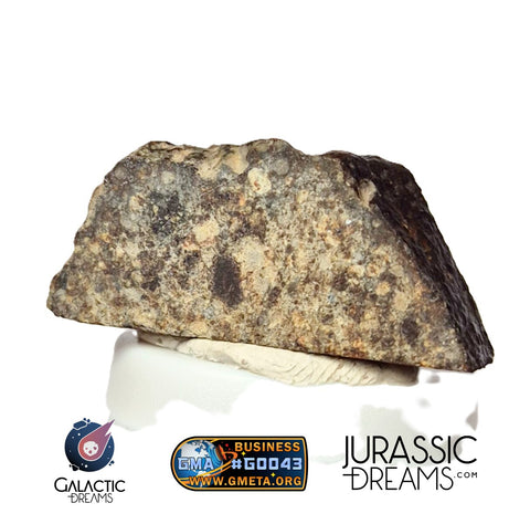 J326 -  "MONEGROS" Rare Historical Spanish Meteorite - 5,27g Thick Crusted Slice - Ordinary Chondrite L5