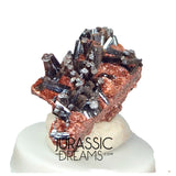 S298 - Top Rare Unusual Gohetite Partial Geode with Astonishing Prismatic Columnar Pyrolusite Crystals