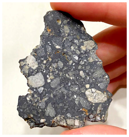 094 -  Top Rare Lunar Meteorite "NWA 13859" Feldspathic Breccia (Troctolite Rich) 9.88g Slice