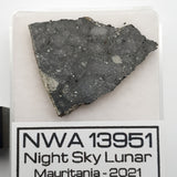 11007 - "Night Sky" Lunar Meteorite Slice "NWA 13951" Feldspathic Breccia 3.34g