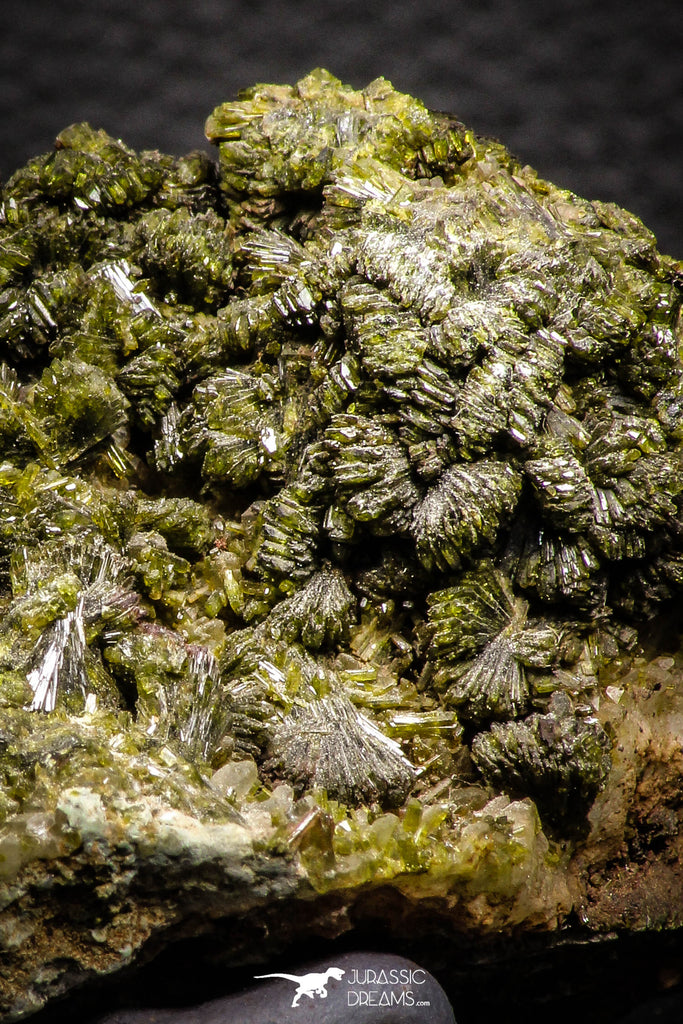 07916 - Slender Grass Green Epidote Crystals on Matrix Imilchil Mine Morocco