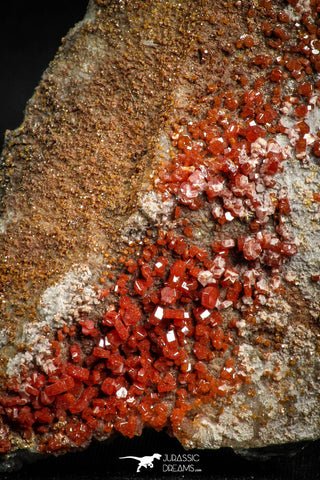 05084 - Beautiful Red Vanadinite Crystals Cluster from Mibladen Mining District, Midelt Province, Morocco