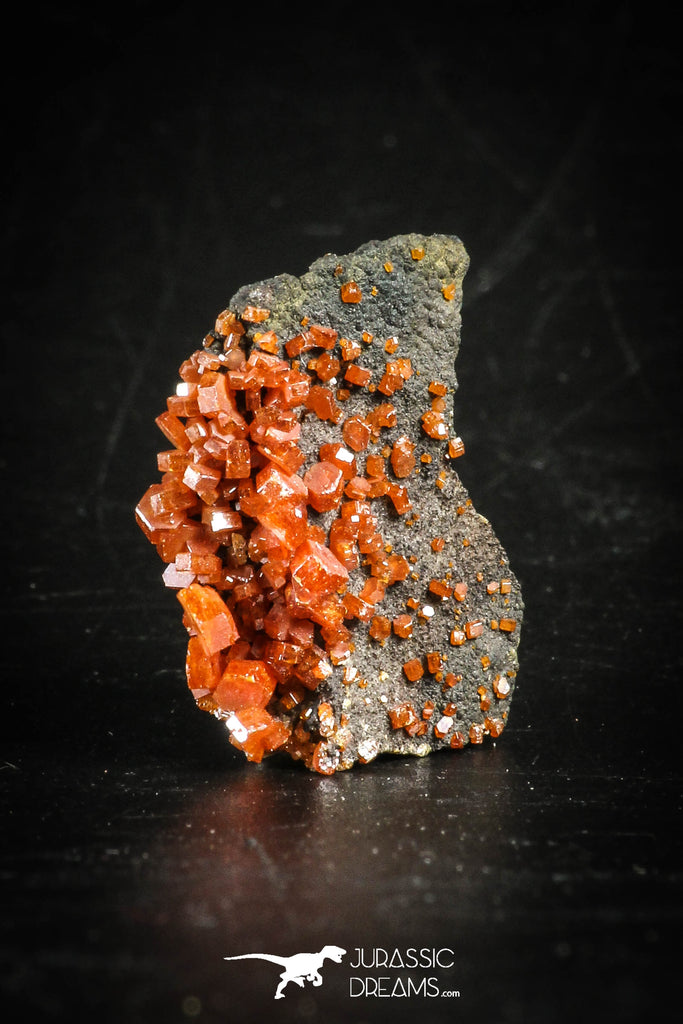 88509 -  Beautiful Red Vanadinite Crystals on Natural Manganese-Iron Oxide Matrix from Morocco