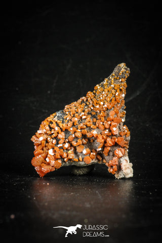 88510 -  Beautiful Red Vanadinite Crystals on Natural Manganese-Iron Oxide Matrix from Morocco