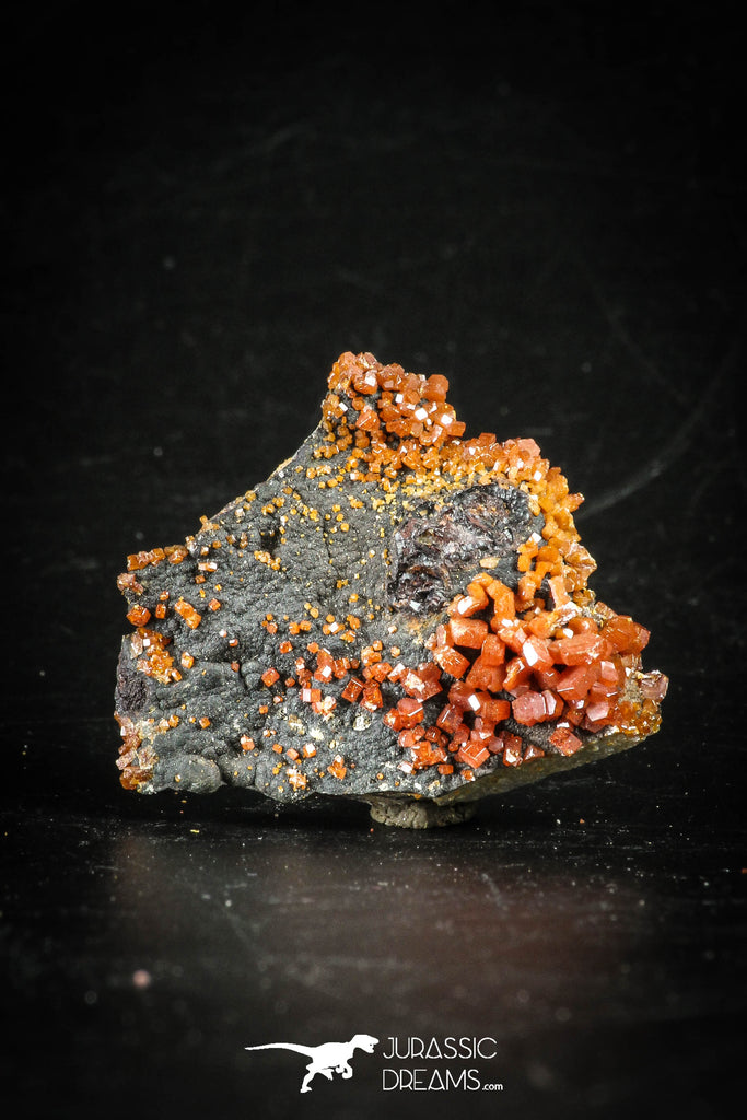 88511 -  Beautiful Red Vanadinite Crystals on Natural Manganese-Iron Oxide Matrix from Morocco