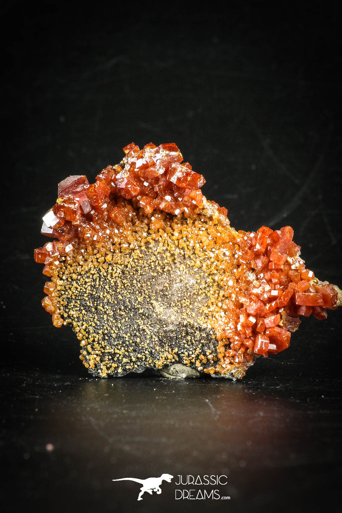 88512 -  Beautiful Red Vanadinite Crystals on Natural Manganese-Iron Oxide Matrix from Morocco