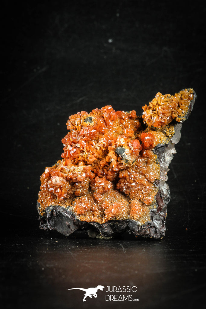 88514 -  Beautiful Red Vanadinite Crystals on Natural Manganese-Iron Oxide Matrix from Morocco