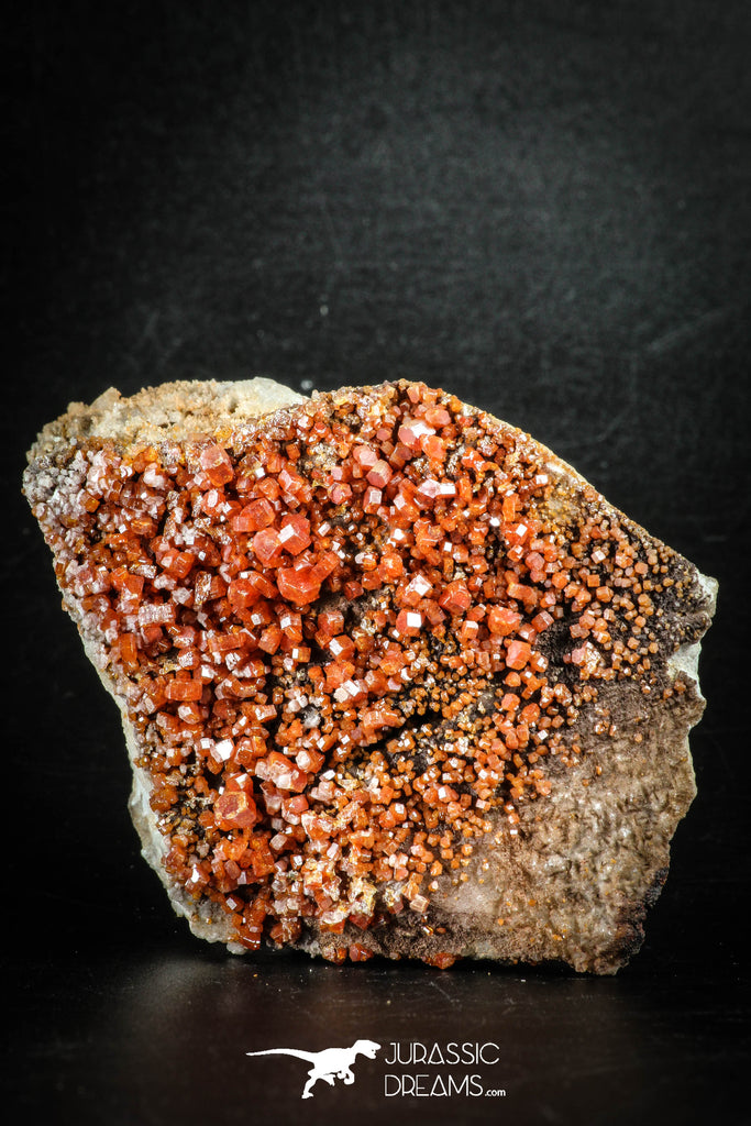 88515 -  Beautiful Red Vanadinite Crystals on Natural Manganese-Iron Oxide Matrix from Morocco