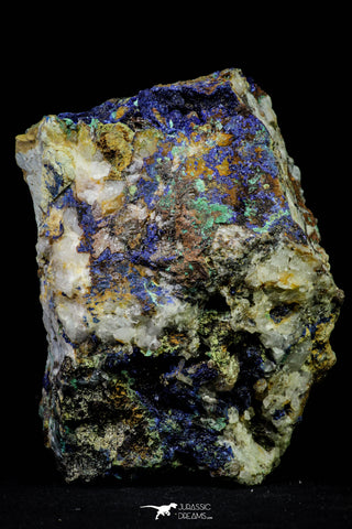21195 - Beautiful Azurite Cristals + Malachite Cristals + Pyrite Crystals in Quartz Matrix - Alnif (South Morocco)
