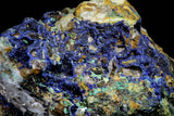 21196 - Beautiful Azurite Cristals + Malachite Cristals + Pyrite Crystals in Quartz Matrix - Alnif (South Morocco)