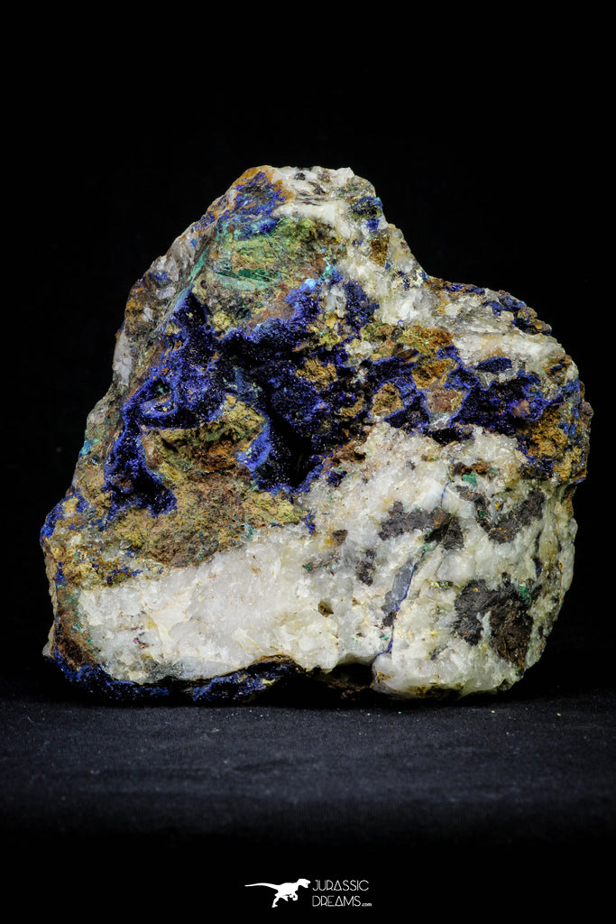 21197 - Beautiful Azurite Cristals + Malachite Cristals + Pyrite Crystals in Quartz Matrix - Alnif (South Morocco)