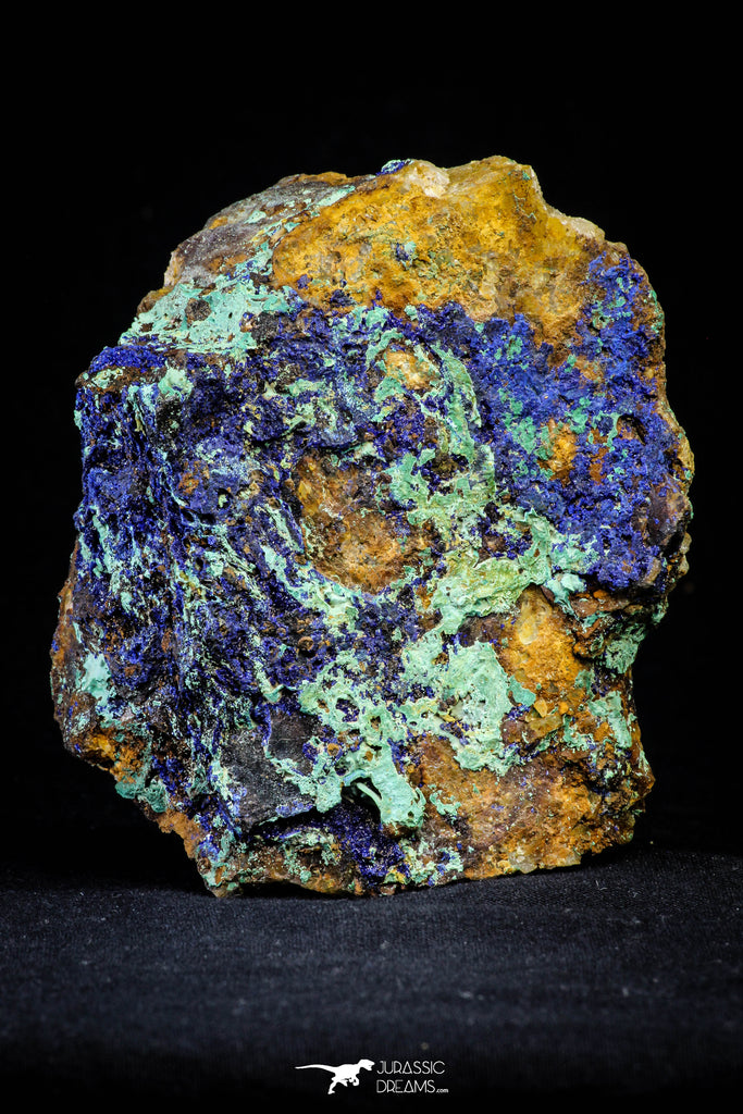 21199 - Beautiful Azurite Cristals + Malachite Cristals + Pyrite Crystals in Quartz Matrix - Alnif (South Morocco)