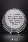 04111 - K/T Boundary Glass Rich Burn Layer Hell Creek Fm Latest Cretaceous Carter Country Montana