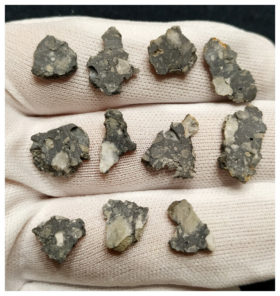 10080 -  Lunar Meteorite NWA 13859 Feldspathic Breccia (Troctolite Rich) - Collection 11 part slices 5.25g